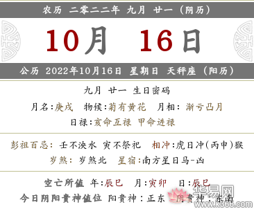 2022壬寅年九月二十一当天吉时是几点黄历时辰吉凶查询